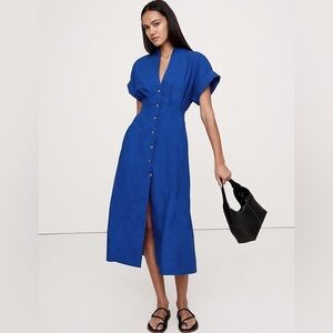 NWT | Banana Republic Cotton Poplin Shirt Dress in Capri Blue
